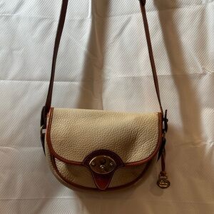 Dooney and Bourke AWL Cream Brown Leather Bag vintage the Calvary trooper 1980’s